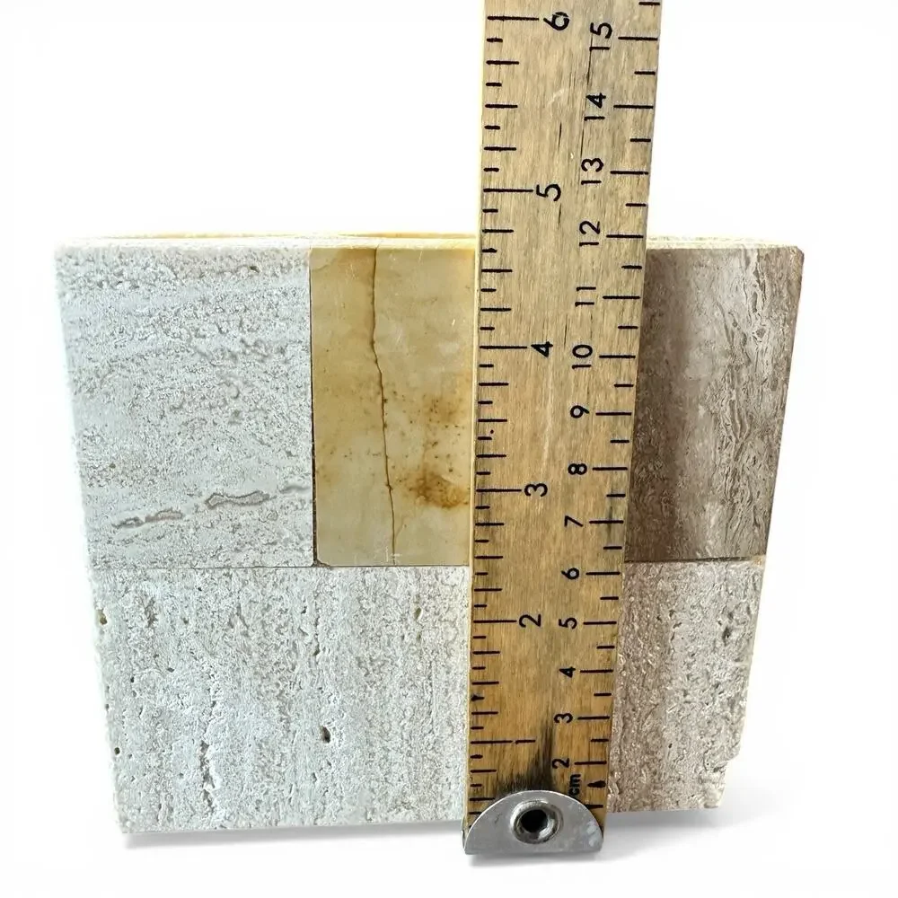 Luxury Travertine Marble Toothbrush Holder 3 Slot Heavy Stone Bathroom Spa Decor